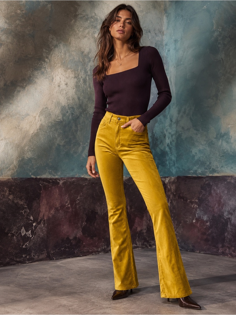 AGOLDE NWT Nico High Rise Velvet Bootcut Jeans in Gold, Size 27